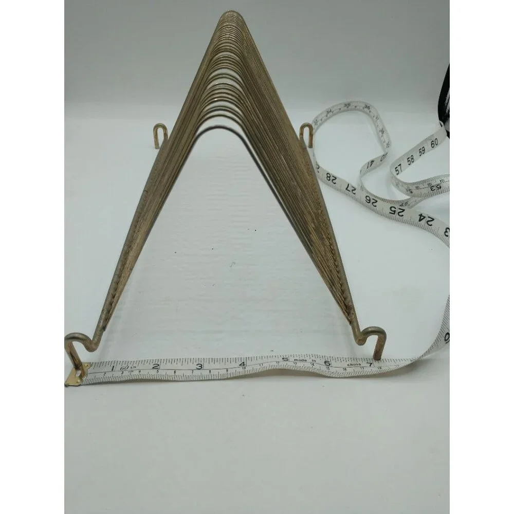 Vintage Metal footed holder shelf; stylish tabletop storage Solution for Record